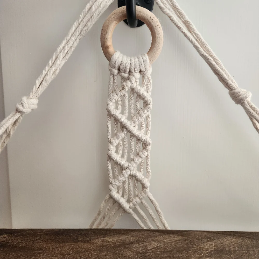2 - Macrame Wood Hanging Shelves Boho Rustic